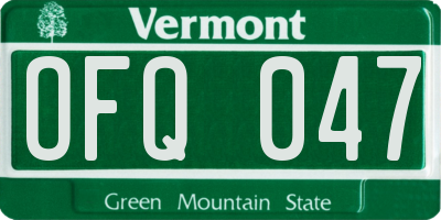 VT license plate OFQ047