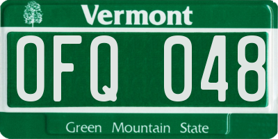 VT license plate OFQ048