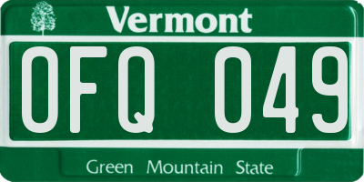 VT license plate OFQ049