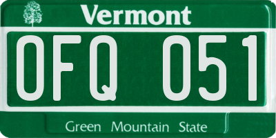 VT license plate OFQ051