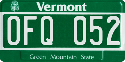 VT license plate OFQ052