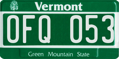 VT license plate OFQ053