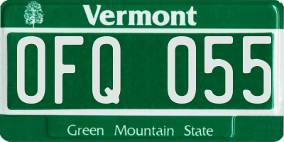 VT license plate OFQ055