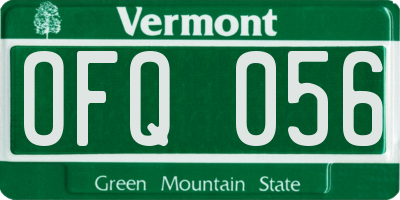 VT license plate OFQ056