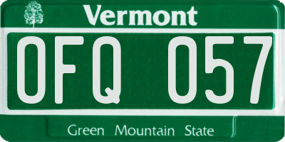 VT license plate OFQ057