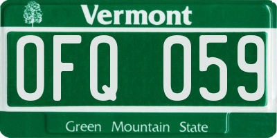 VT license plate OFQ059