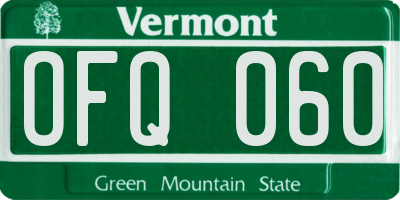 VT license plate OFQ060