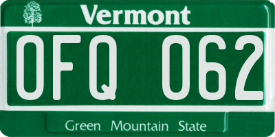 VT license plate OFQ062