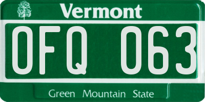 VT license plate OFQ063