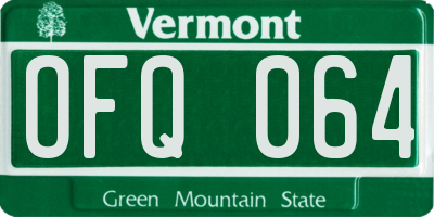 VT license plate OFQ064