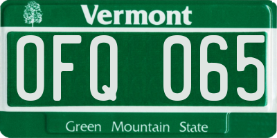VT license plate OFQ065