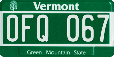 VT license plate OFQ067