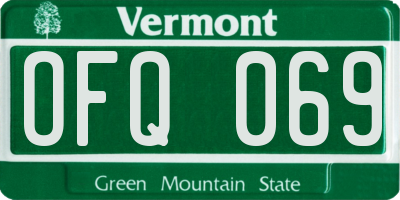 VT license plate OFQ069