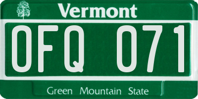 VT license plate OFQ071