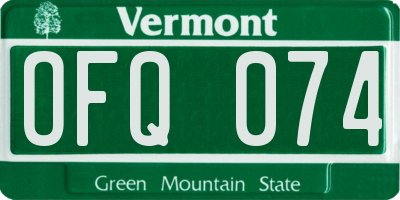 VT license plate OFQ074