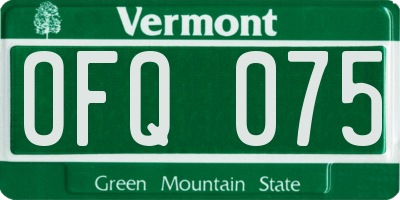 VT license plate OFQ075