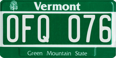 VT license plate OFQ076