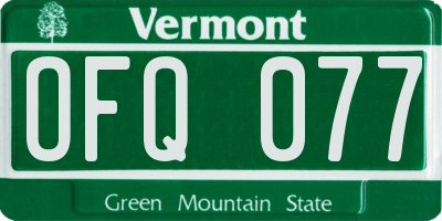 VT license plate OFQ077