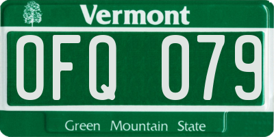 VT license plate OFQ079