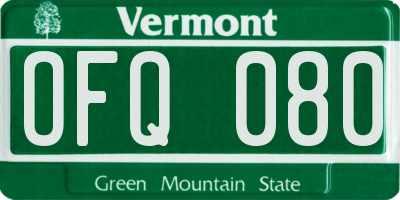 VT license plate OFQ080