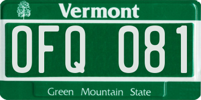 VT license plate OFQ081