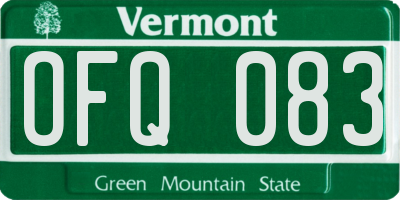 VT license plate OFQ083
