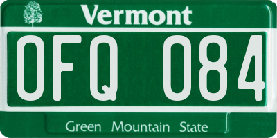 VT license plate OFQ084