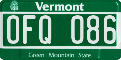 VT license plate OFQ086