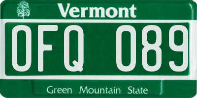 VT license plate OFQ089