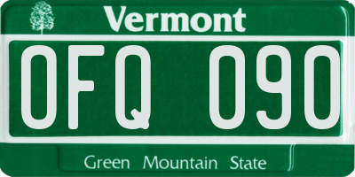 VT license plate OFQ090