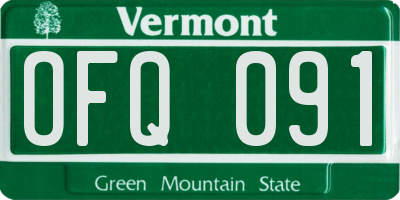 VT license plate OFQ091