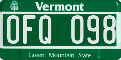 VT license plate OFQ098