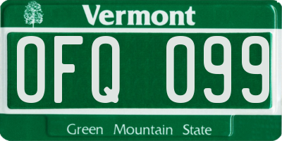 VT license plate OFQ099