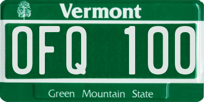VT license plate OFQ100