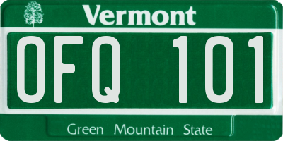 VT license plate OFQ101