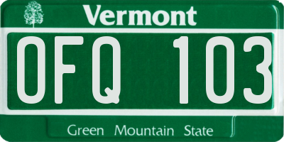 VT license plate OFQ103
