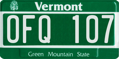 VT license plate OFQ107