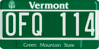 VT license plate OFQ114