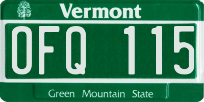 VT license plate OFQ115