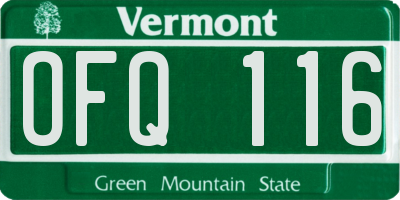 VT license plate OFQ116
