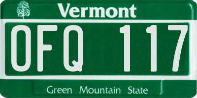 VT license plate OFQ117