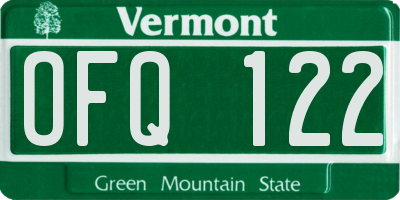 VT license plate OFQ122