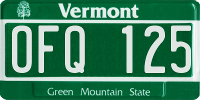 VT license plate OFQ125
