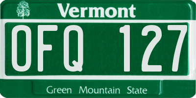 VT license plate OFQ127