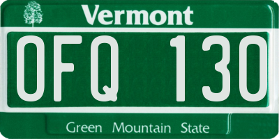 VT license plate OFQ130