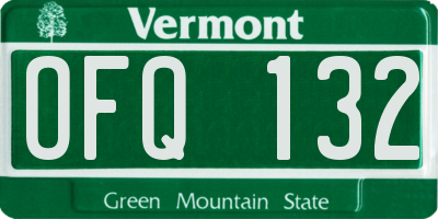 VT license plate OFQ132