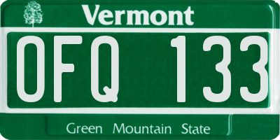 VT license plate OFQ133