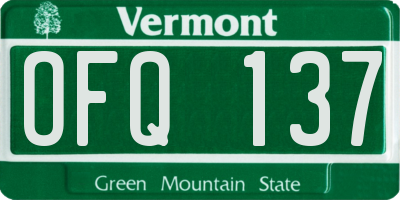 VT license plate OFQ137
