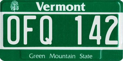 VT license plate OFQ142