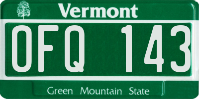 VT license plate OFQ143